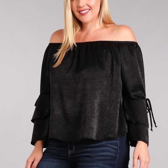 Tops - Black Off-the-Shoulder Top